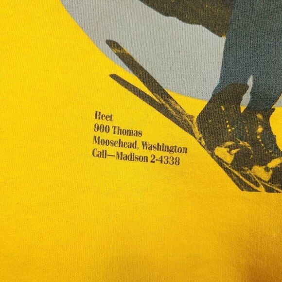 Ski Lift Sweatshirt Vintage 80s Downhill Skiing HEET Chocolate Drink Medium - Picture 4 of 9